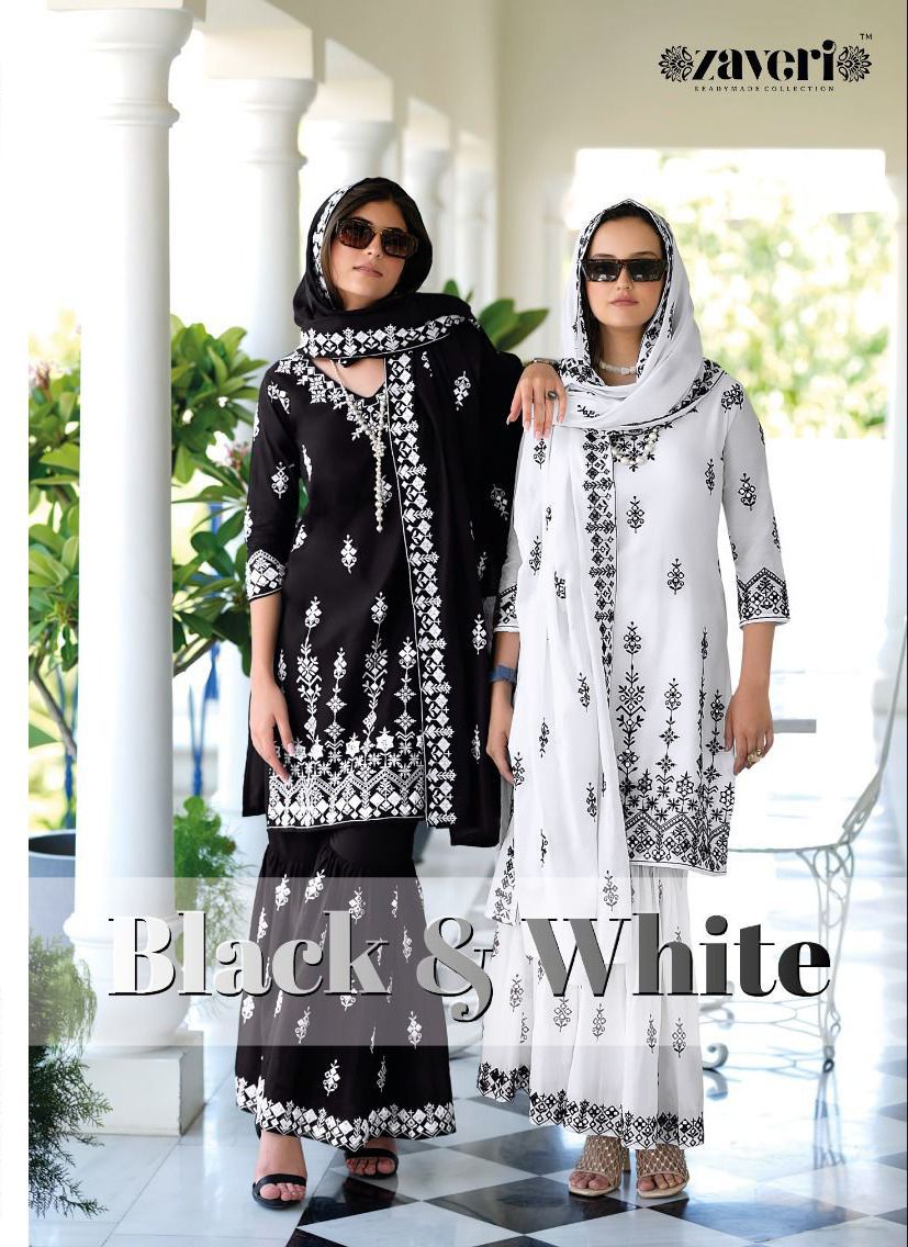 Zaveri  kurti BLACK WHITE 